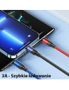 Kábel USAMS U71 3w1 1.2m 3A Gyors Töltés fekete/black (USB/USB-C lightning/microUSB/USB-C) SJ549USB01