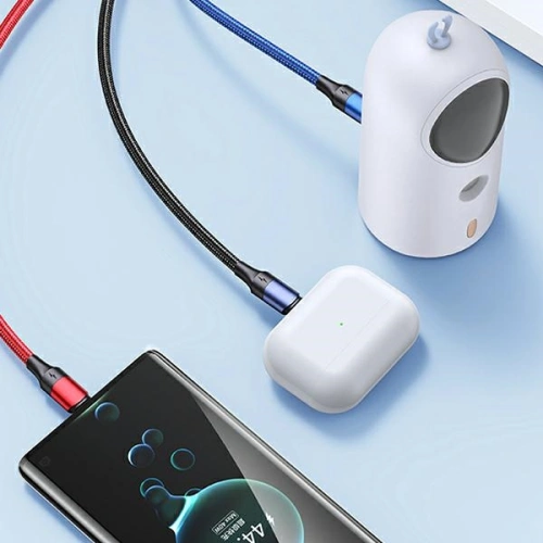 Kabel USAMS U71 3w1 1.2m 3A rychlé nabíjení černý/black (USB/USB-C na lightning/microUSB/USB-C) SJ549USB01