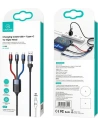 Kábel USAMS U71 3w1 1.2m 3A Gyors Töltés fekete/black (USB/USB-C lightning/microUSB/USB-C) SJ549USB01