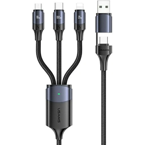 Kup Kábel USAMS U71 3w1 1.2m 6A Gyors Töltés fekete/black (USB/USB-C lightning/microUSB/USB-C) SJ511USB01 - USA428BLK - {ean13} - Sklep Home Screen