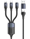 Kabel USAMS U71 3w1 1.2m 6A Fast Charge černý/black (USB/USB-C na lightning/microUSB/USB-C) SJ511USB01