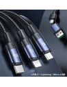 Kup Kábel USAMS U71 3w1 1.2m 6A Gyors Töltés fekete/black (USB/USB-C lightning/microUSB/USB-C) SJ511USB01 - USA428BLK - {ean13} - Sklep Home Screen