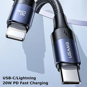 USAMS U71 USB-C auf Lightning Kabel 2m 20W PD Schnellladung schwarz SJ522USB01