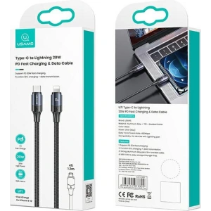 USAMS U71 USB-C auf Lightning Kabel 2m 20W PD Schnellladung schwarz SJ522USB01