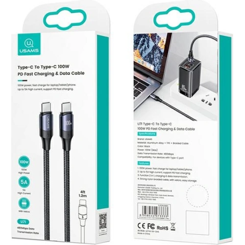 Kup Kabel USAMS U71 USB-C auf USB-C 3m 100W PD Fast Charge schwarz SJ526USB01 - USA434BLK - {ean13} - Sklep Home Screen