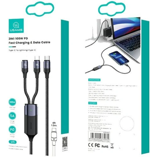 Kup Cablul USAMS U71 USB-C/ Lightning la USB-C 1,2m 100W PD Încărcare Rapidă negru/SJ550USB01 - USA435BLK - {ean13} - Sklep Home Screen