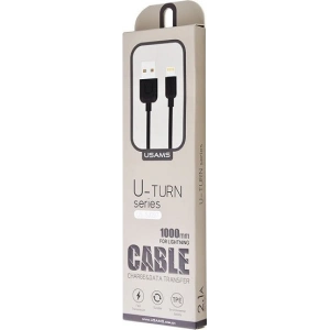 Kabel USAMS U-Turn lightning 1m černý/black 2A IPUSBXD01