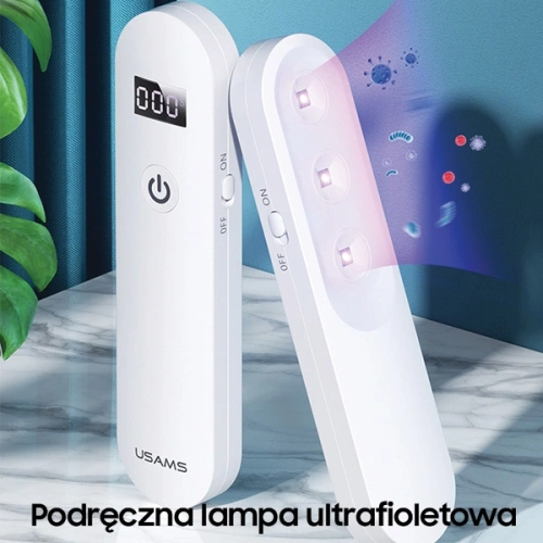 Kup Lampa dezynfekująca mini UV-C USAMS ręczna sterylizator biały/white ZB159XDD01 - USA448WHT - {ean13} - Sklep Home Screen