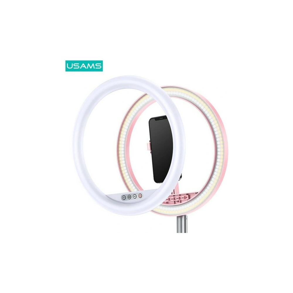 Lampa pierścieniowa LED ring USAMS różowy/pink ZB120ZJ03