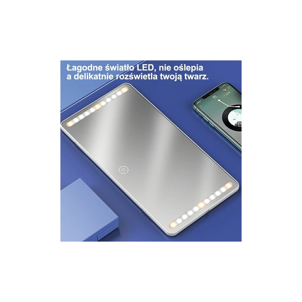 Lusterko ze światłem LED do auta USAMS czarne/black ZB175CZHZJ02 montowane na osłaonę przeciwsłoneczną