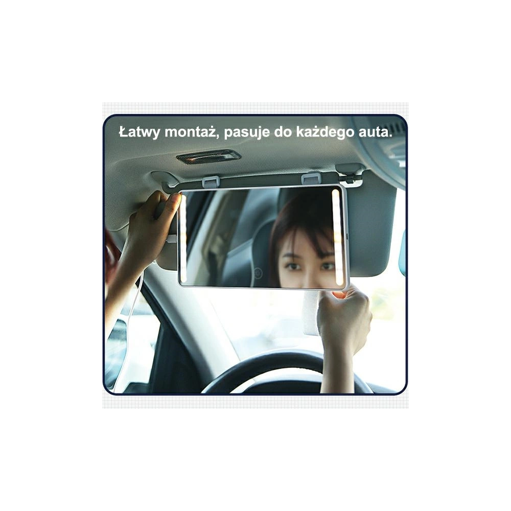 Lusterko ze światłem LED do auta USAMS czarne/black ZB175CZHZJ02 montowane na osłaonę przeciwsłoneczną