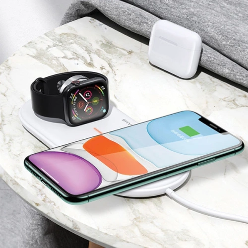 Kup Indukciós töltő USAMS US-CD119 10W 2w1 Apple Watch/Okostelefon fehér/white CD119WH01 - USA470WHT - {ean13} - Sklep Home Screen