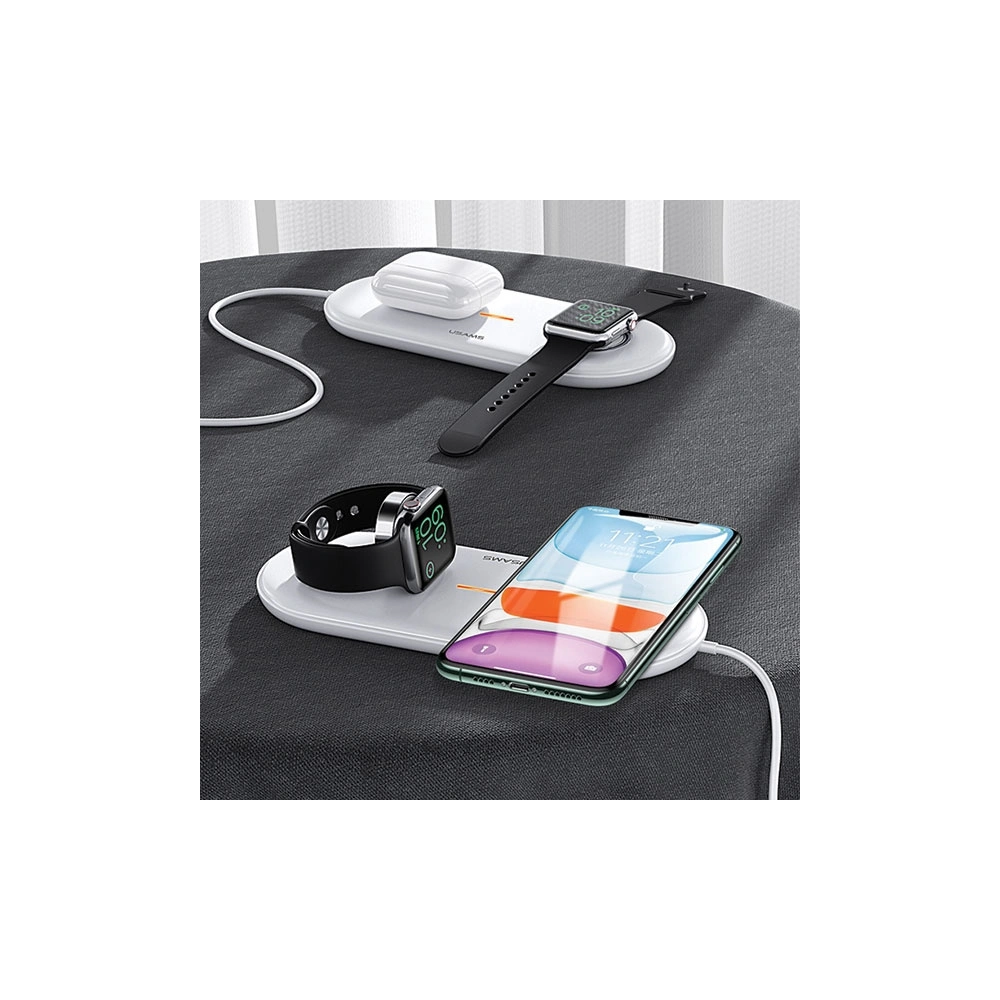 Ładowarka indukcyjna USAMS US-CD119 10W 2w1 Apple Watch/Smartphone biały/white CD119WH01