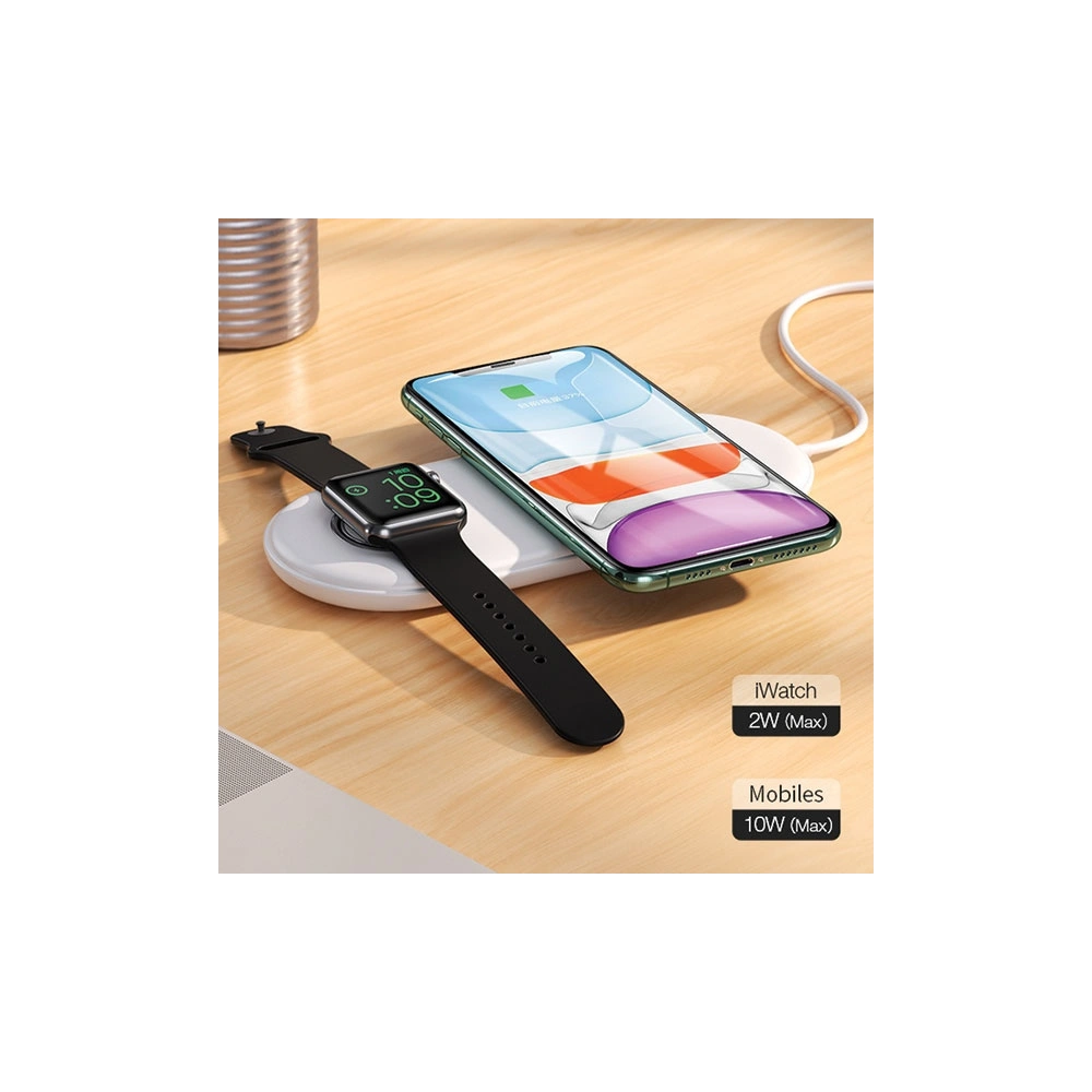 Ładowarka indukcyjna USAMS US-CD119 10W 2w1 Apple Watch/Smartphone biały/white CD119WH01