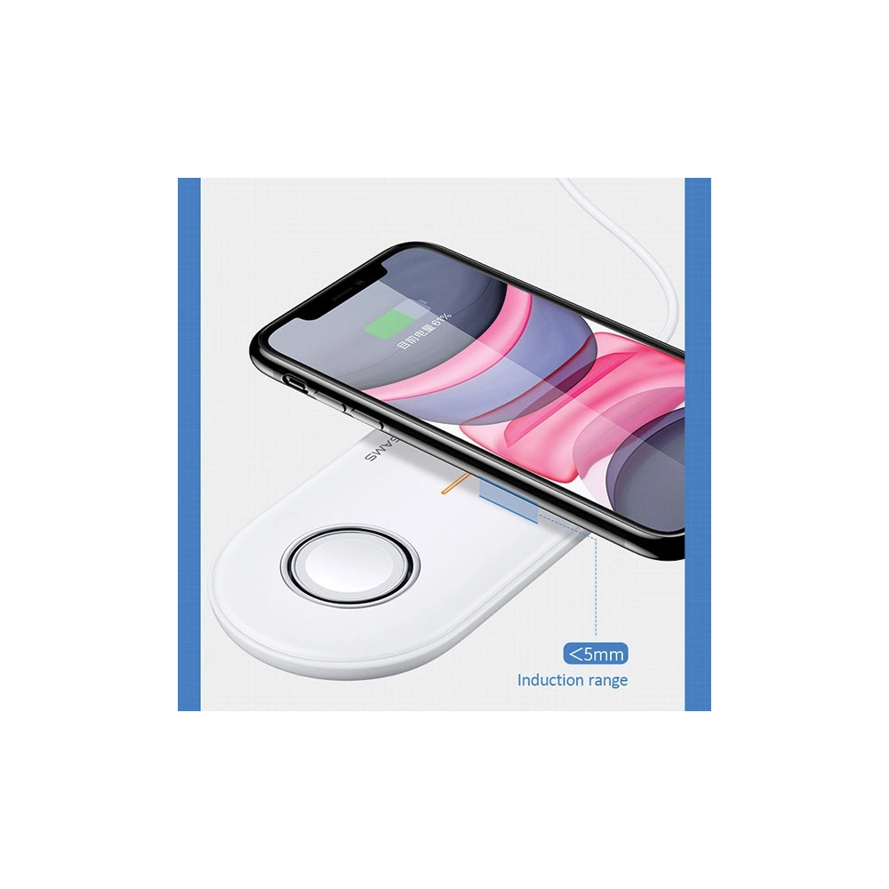Ładowarka indukcyjna USAMS US-CD119 10W 2w1 Apple Watch/Smartphone biały/white CD119WH01
