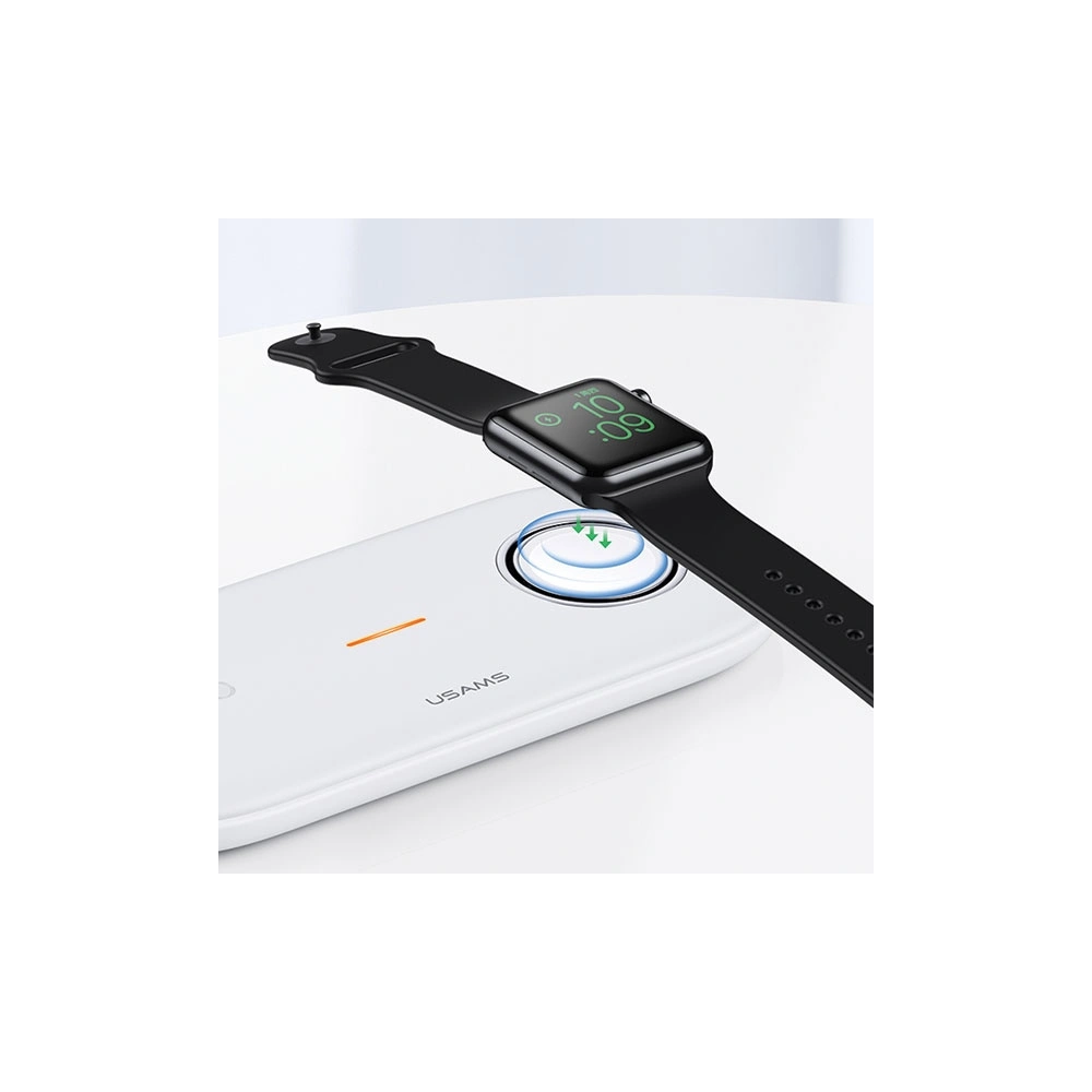 Ładowarka indukcyjna USAMS US-CD119 10W 2w1 Apple Watch/Smartphone biały/white CD119WH01