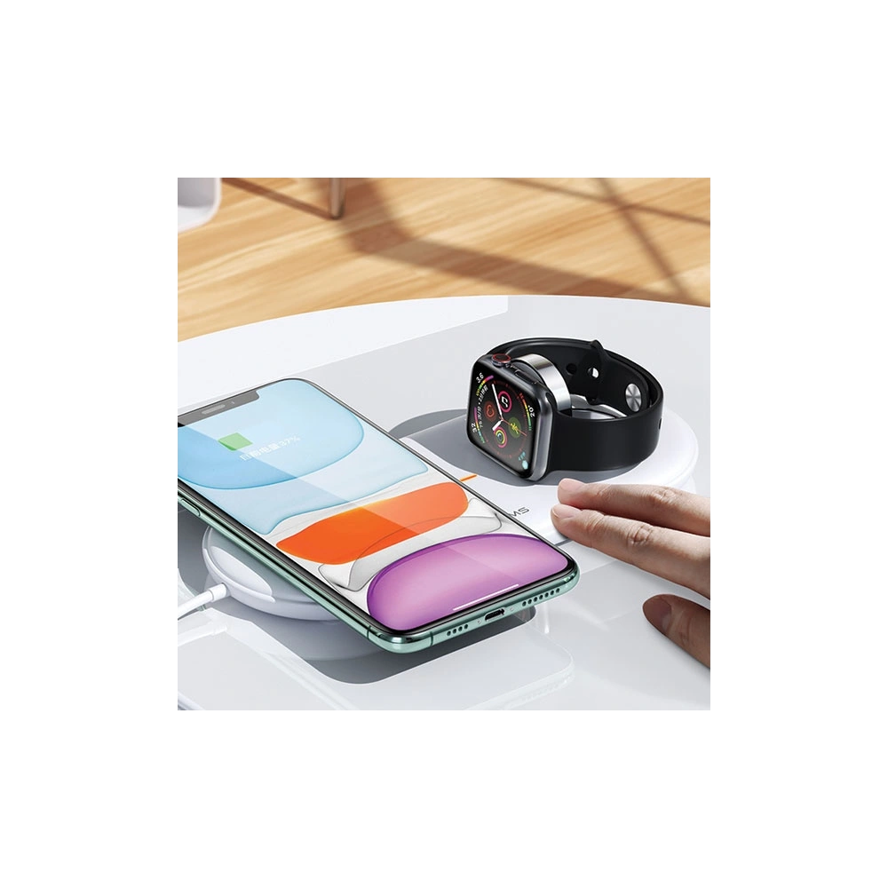Ładowarka indukcyjna USAMS US-CD119 10W 2w1 Apple Watch/Smartphone biały/white CD119WH01