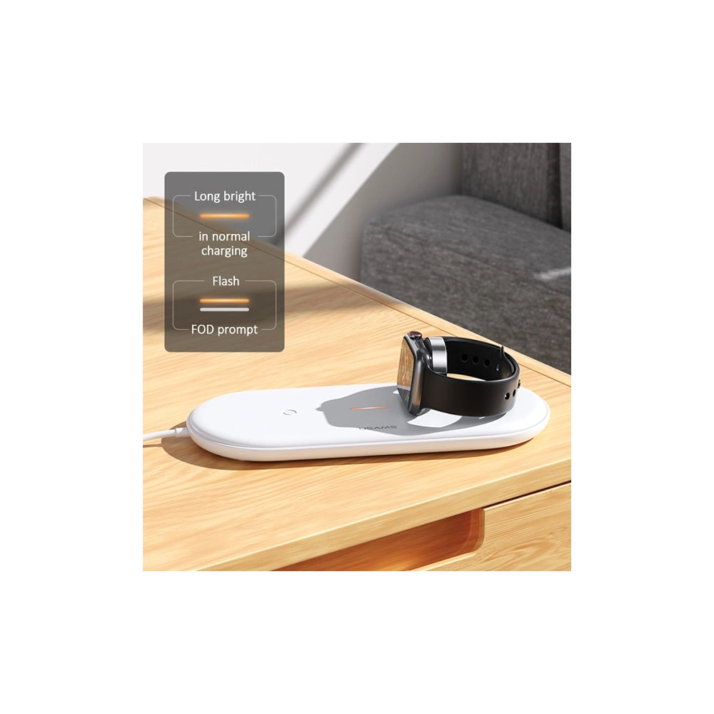 Ładowarka indukcyjna USAMS US-CD119 10W 2w1 Apple Watch/Smartphone biały/white CD119WH01