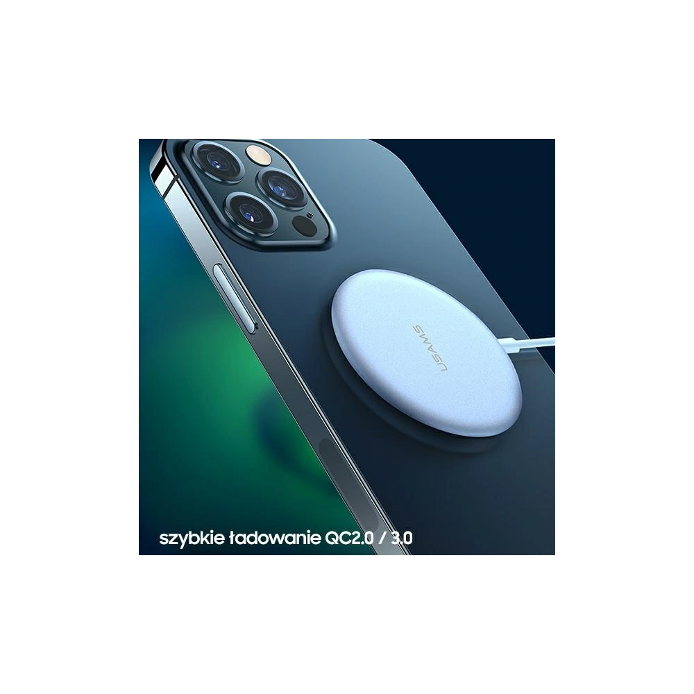 Ładowarka indukcyjna USAMS US-CD160 magnetic W2 15W aluminiowa Apple iPhone 12 series srebrny/silver CD160DZ01
