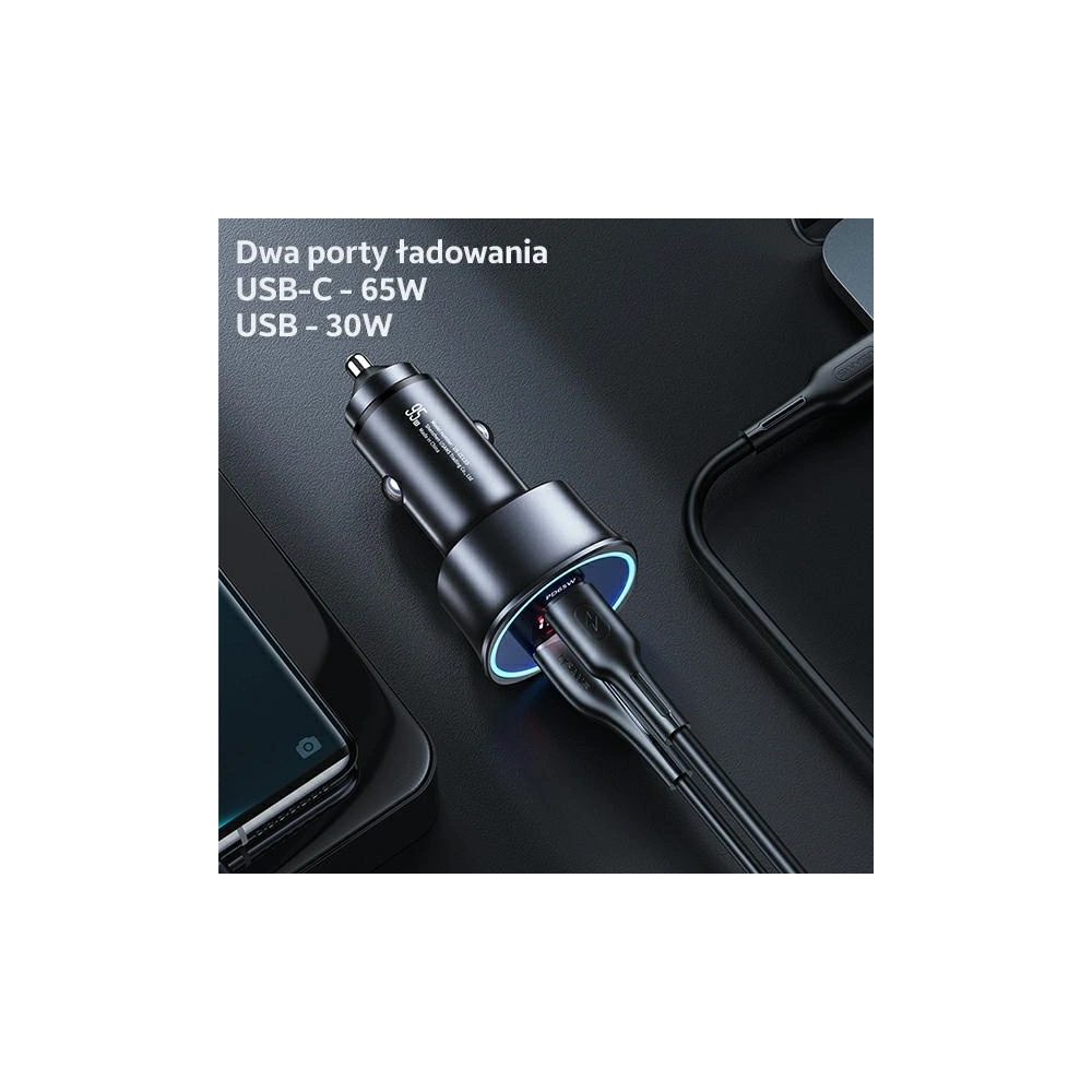 Ładowarka samochodowa USAMS C26 1xUSB+1xUSB-C 95W Fast Charge czarny/black CC146TC01
