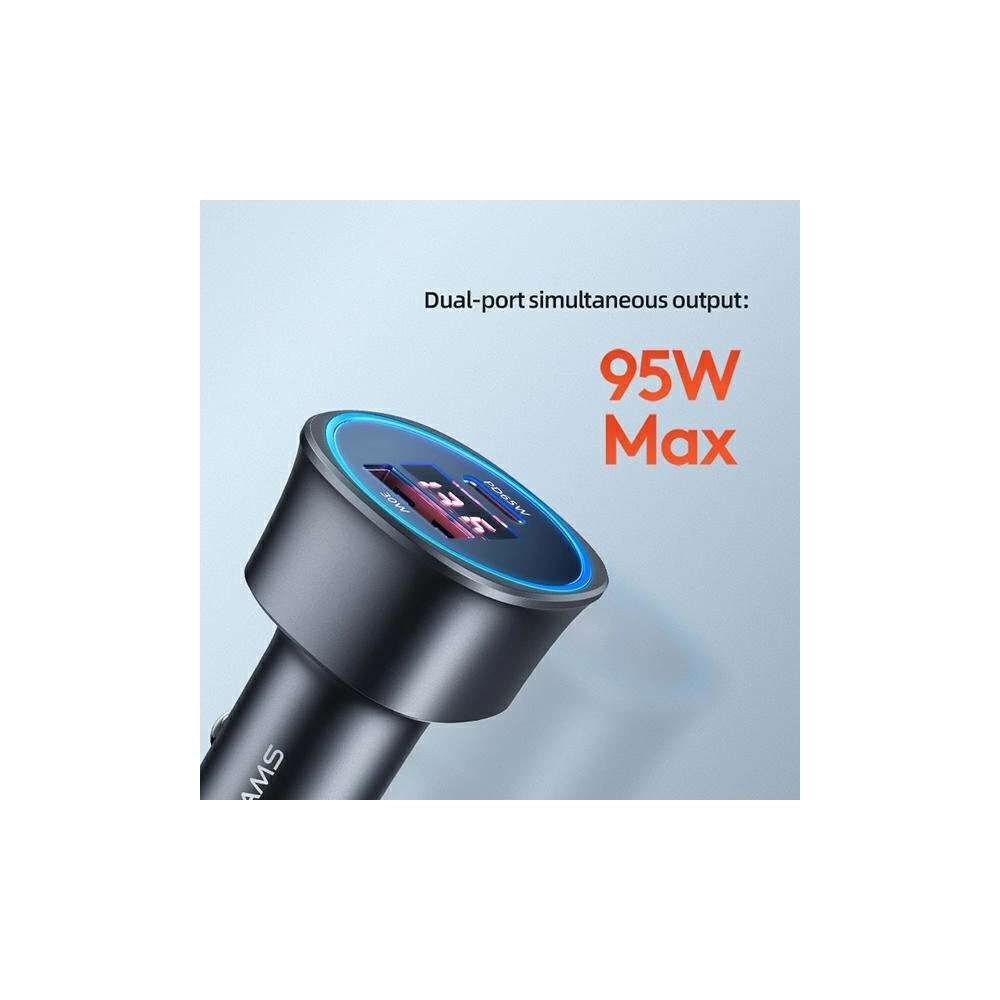 Ładowarka samochodowa USAMS C26 1xUSB+1xUSB-C 95W Fast Charge czarny/black CC146TC01