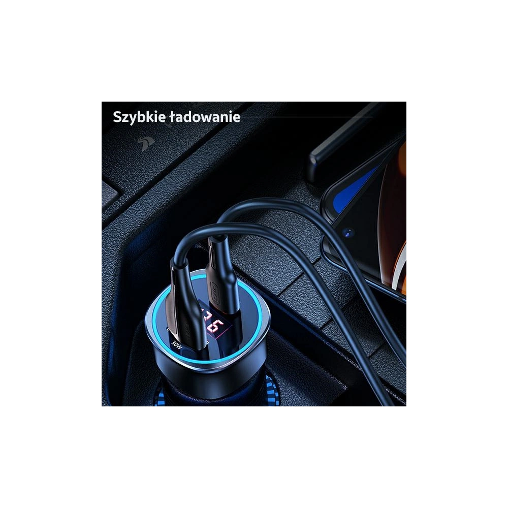 Ładowarka samochodowa USAMS C26 1xUSB+1xUSB-C 95W Fast Charge czarny/black CC146TC01