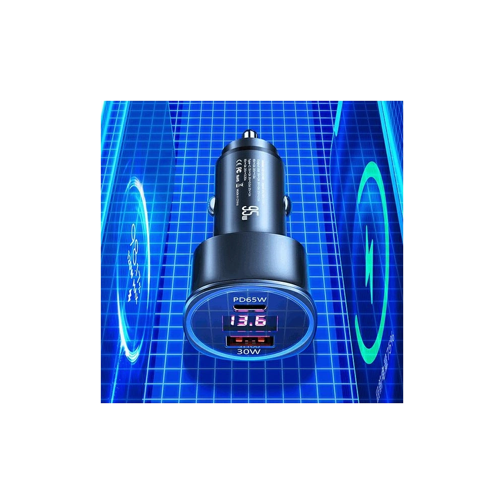 Ładowarka samochodowa USAMS C26 1xUSB+1xUSB-C 95W Fast Charge czarny/black CC146TC01