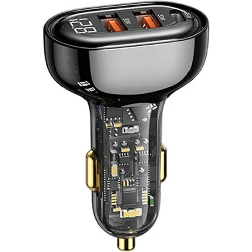 Kup Ładowarka samochodowa USAMS 1xUSB-C 2xUSB-A 125W Fast Charge transparent black CC158CC01 - USA486BLK - {ean13} - Sklep Home Screen