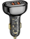 Încărcător auto USAMS 1xUSB-C 2xUSB-A 125W Încărcare rapidă transparent negru CC158CC01