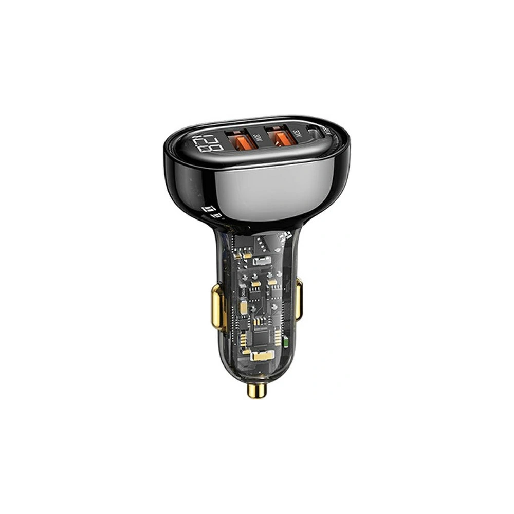 Ładowarka samochodowa USAMS 1xUSB-C 2xUSB-A 125W Fast Charge transparent black CC158CC01