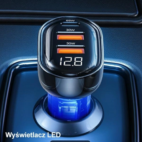 Kup Ładowarka samochodowa USAMS 1xUSB-C 2xUSB-A 125W Fast Charge transparent black CC158CC01 - USA486BLK - {ean13} - Sklep Home Screen