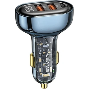 Kup Ładowarka samochodowa USAMS 1xUSB-C 2xUSB-A 125W Fast Charge transparent blue CC158CC02 - USA487BLU - {ean13} - Sklep Home Screen