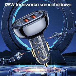 Kup Ładowarka samochodowa USAMS 1xUSB-C 2xUSB-A 125W Fast Charge transparent blue CC158CC02 - USA487BLU - {ean13} - Sklep Home Screen