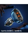 Kup Încărcător auto USAMS 1xUSB-C 2xUSB-A 125W Încărcare rapidă transparent albastru CC158CC02 - USA487BLU - {ean13} - Sklep Home Screen