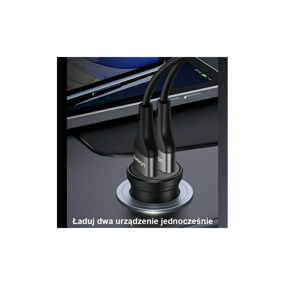 Ładowarka samochodowa USAMS Mini 2xUSB 2,4A czarny/black CC114TC01