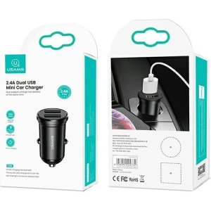 Kup Ładowarka samochodowa USAMS Mini 2xUSB 2,4A czarny/black CC114TC01 - USA490BLK - {ean13} - Sklep Home Screen
