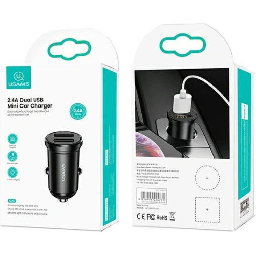 Kup USAMS Mini Auto-Ladegerät 2xUSB 2,4A schwarz/black CC114TC01 - USA490BLK - {ean13} - Sklep Home Screen