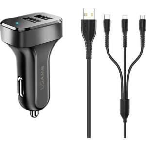 Kup Ładowarka samochodowa USAMS C13 2xUSB 2,1A 3w1 (microUSB/USB-C/lightning) czarny/black NTU35YTSC13TZ - USA494BLK - {ean13} - Sklep Home Screen