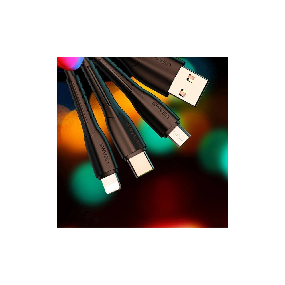 Ładowarka samochodowa USAMS C13 2xUSB 2,1A 3w1 (microUSB/USB-C/lightning) czarny/black NTU35YTSC13TZ