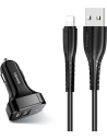 Automobilová nabíječka USAMS C13 2xUSB 2,1A lightning černá/black NTU35LC13TZ