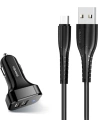 Încărcător auto USAMS C13 2xUSB 2,1A USB-C negru/black NTU35TC13TZ