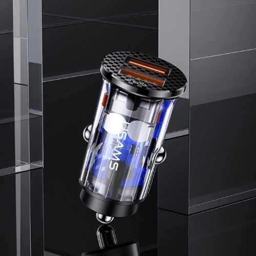 Kup Încărcător auto USAMS C23 2xUSB 36W Încărcare rapidă transparent albastru CC122CC02 - USA499BLU - {ean13} - Sklep Home Screen