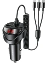 Încărcător auto USAMS C22 2xUSB + cabluri 3 în 1 (lightning + microUSB + USB-C) negru/black CC119TC01