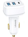 Ładowarka samochodowa USAMS C24 2xUSB+1xUSB-C 80W Fast Charge biały/white CC126TC02