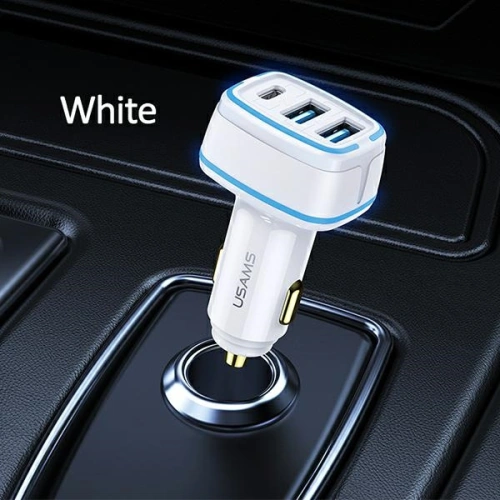 Kup Încărcător auto USAMS C24 2xUSB + 1xUSB-C 80W Încărcare rapidă alb/white CC126TC02 - USA504WHT - {ean13} - Sklep Home Screen