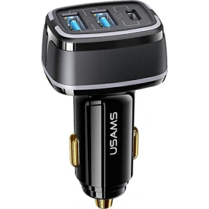 Ładowarka samochodowa USAMS C24 2xUSB+1xUSB-C 80W Fast Charge czarny/black CC126TC01
