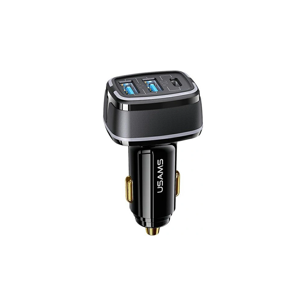 Ładowarka samochodowa USAMS C24 2xUSB+1xUSB-C 80W Fast Charge czarny/black CC126TC01