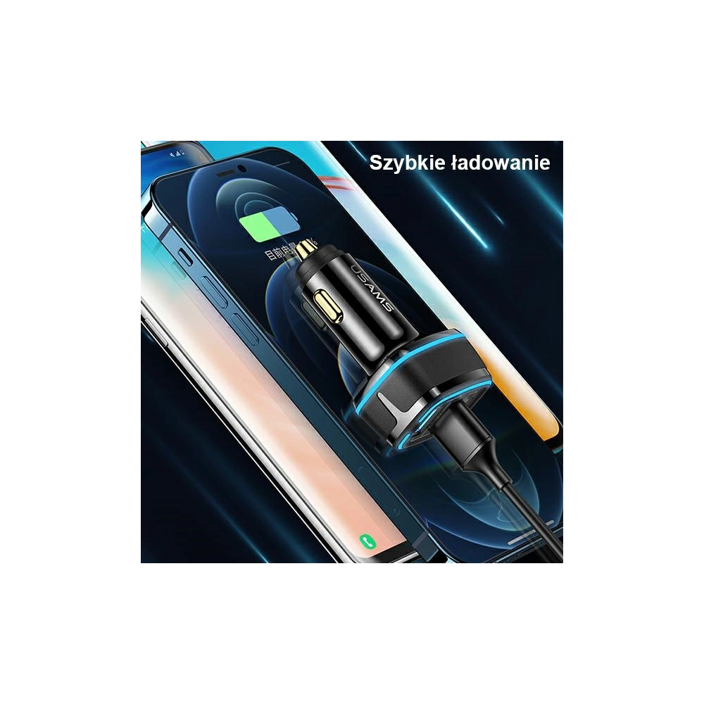 Ładowarka samochodowa USAMS C24 2xUSB+1xUSB-C 80W Fast Charge czarny/black CC126TC01