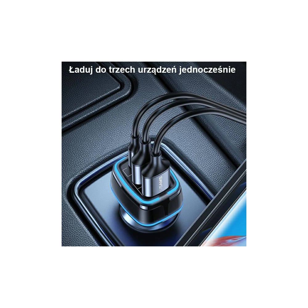 Ładowarka samochodowa USAMS C24 2xUSB+1xUSB-C 80W Fast Charge czarny/black CC126TC01