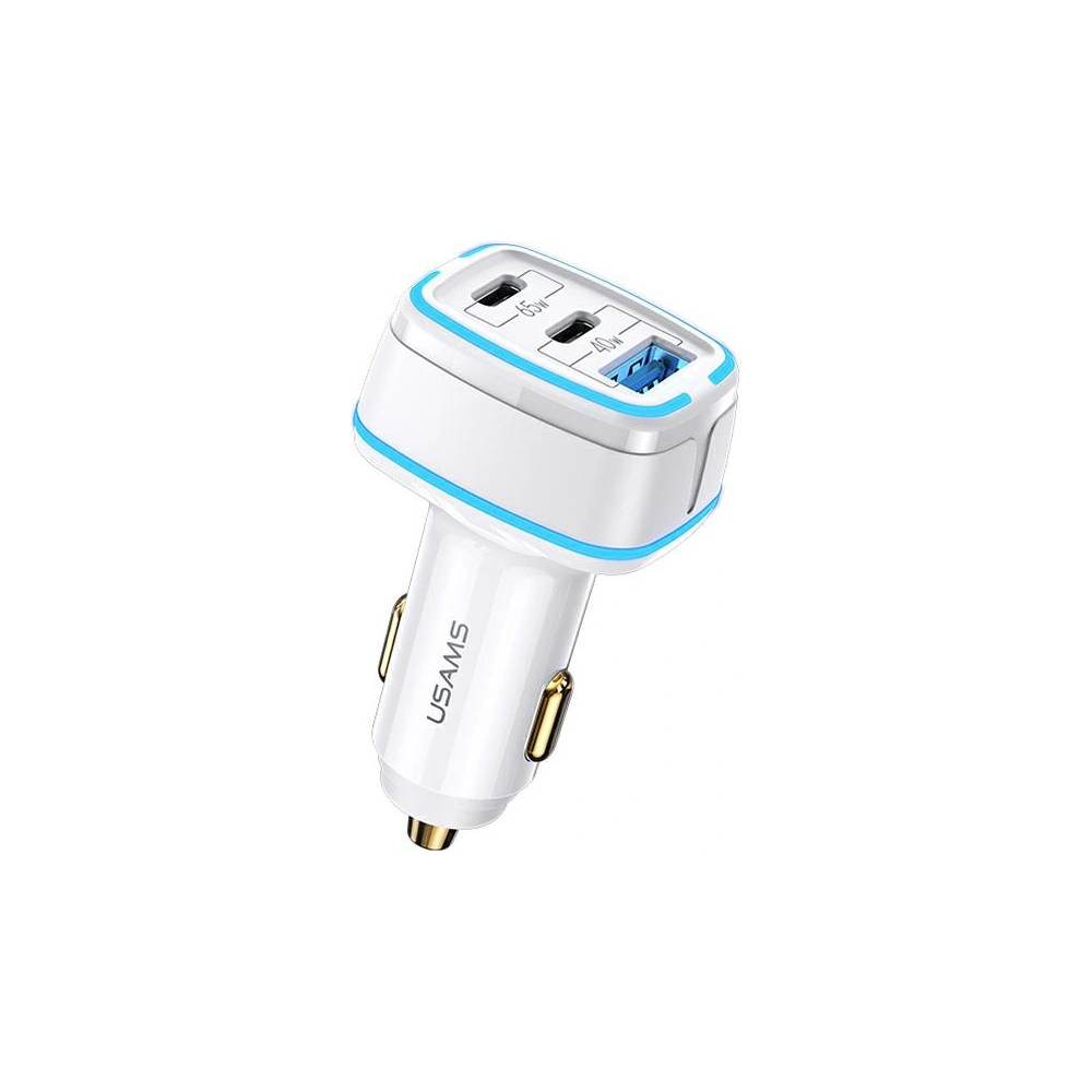 Ładowarka samochodowa USAMS C24 2xUSB-C+1xUSB 105W Fast Charge biały/white CC141TC02